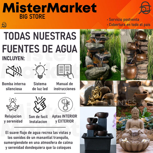 Fuente De Agua Ganesh 30cm + Led Multicolor + Esfera Tm Ct