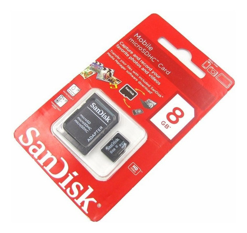 Microsdhc 8gb Sandsk Cartão De Memória Card Com Adaptador
