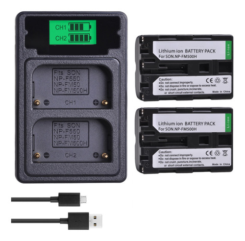 2 Baterías Np-fm500h + Cargador Doble Bc-vm10 Alternat Sony