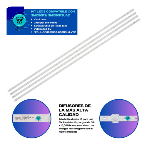 Kit Leds Para Sansui Smx50t1un Smx50n1unf (4t,9l) 6v