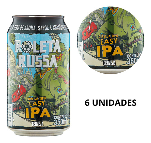 Kit 6un Cerveja Artesanal Roleta Russa Easy Ipa Lata Promo