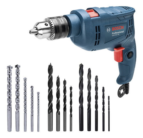 Furadeira de impacto Bosch Gsb 550 RE550w 220v com 14 acessórios Cor azul Frequência 0-3.100