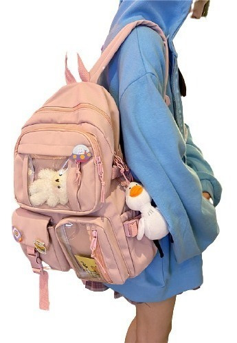 Morral Escolar De Nylon De Viaje Impermeable Chica Kawaii