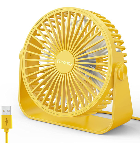 Ventilador Usb Faraday Con Rotacion De 360 Grados Amarillo