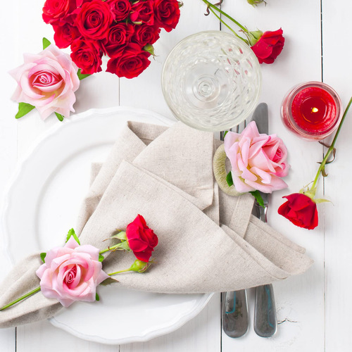 Anillos De Servilleta Flores Rosas Decoración Mesa Boda