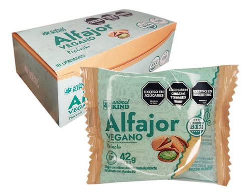 Alfajor Vegano Mousse De Pistacho Animal Kind vit B12 18 unidades