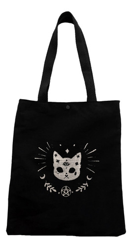 Bolsa De Tela Ecobag Totebag Gato Lunas Dark Goth