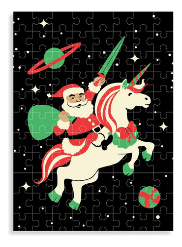 Tipsy Elves Funny Santa Riding A Unicorn Rompecabezas De 500