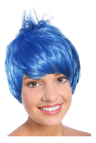 Blue Pixie Wig Azul Alegre Pixie Traje Peluca Corta Pel...