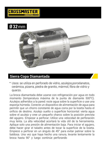 Sierra Copa Diamantada 25 Mm Porcelanato Crossmaster 9971486