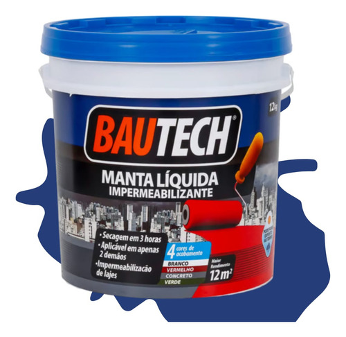 Manta Líquida Emborrachada Impermeabilizante Bautech 12kg Tp