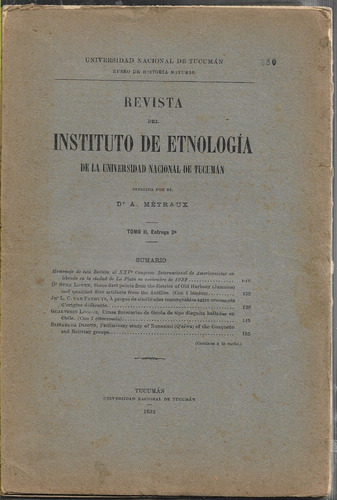 Revista Etnología Univ Nac Tucumán Tomo 2 Entrega 2 Metraux