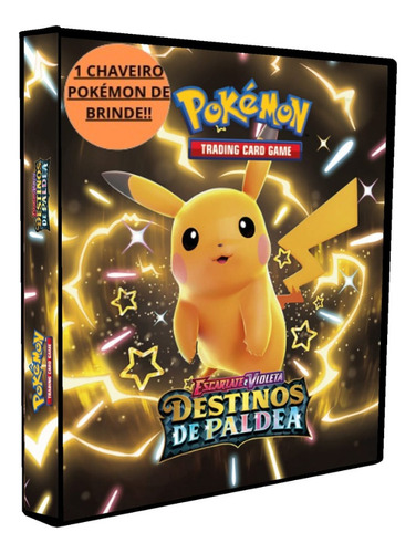 Fichário Álbum Pasta Pokemon Pikachu + 20 Folhas + 06 Cartas