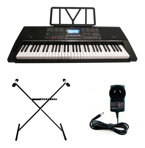 Imagen 1 de 10 de Teclado Órgano 61 Teclas 5 Octavas Atril Soporte Y Fuente