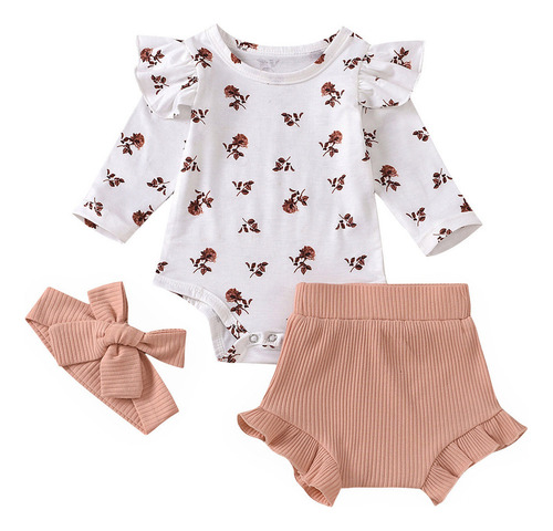 Conjunto De Trajes Tipo Mameluco Con Estampado De Flores Par