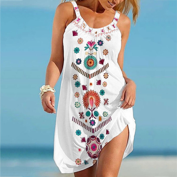 Vestido Mujer Fiesta Playa Vacaciones Tie Dyesolid High Sli 