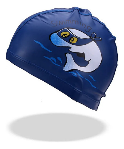 Hero Band touca de natação infantil profissional impermeável cor azul escuro golfinho