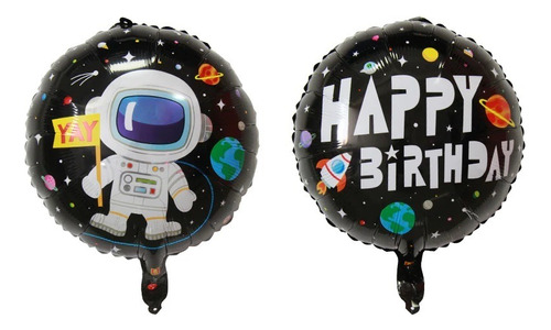 50 Balão Astronauta Metalizado 45cm Festa Aniversário Atacad Cor Preto ASTRONAUTA REDONDO