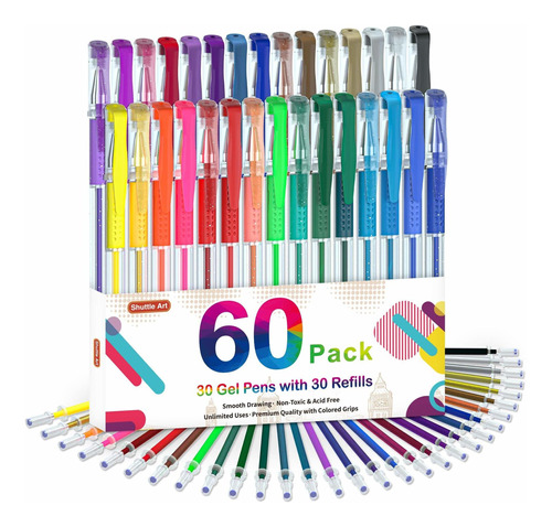 Boligrafo Gel 60 Unidad 30 Color Para Adulto Libro Dibujo
