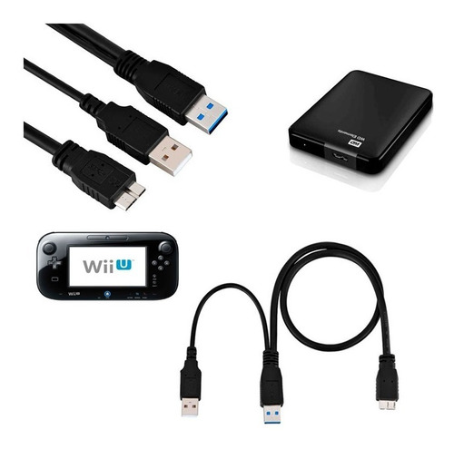 Cable En Y Usb 3.0 Micro-b Hdd Compatible Con Wiiu 