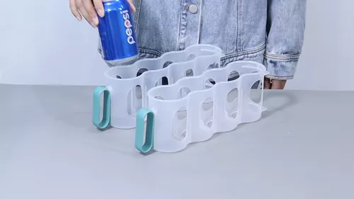 Organizador portátil de latas de refrescos para refrigerador, organizador  de latas de refrescos de plástico transparente con mango extraíble, soporte