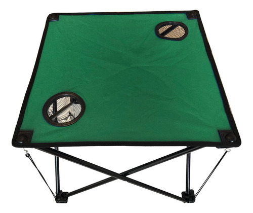 Imagen 4 de 10 de Mesa De Tela Plegable Con Portavasos Con Funda Verde Iael