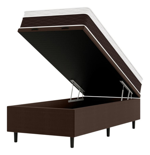 Cama Box Baú Solteiro Marrom 88x188x66 Karina Umaflex