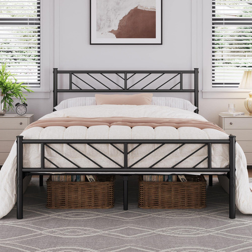 Base De Cama Matrimonial Con Cabecera Flecha Y Almacenamient