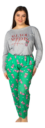 Pijama Invierno Mujer Pantalon Remera Talles Grandes Comodo