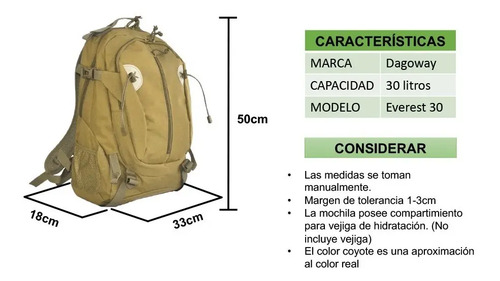 Mochila Táctica Militar Dagoway Everest De 30 Litros. | Cuotas sin interés