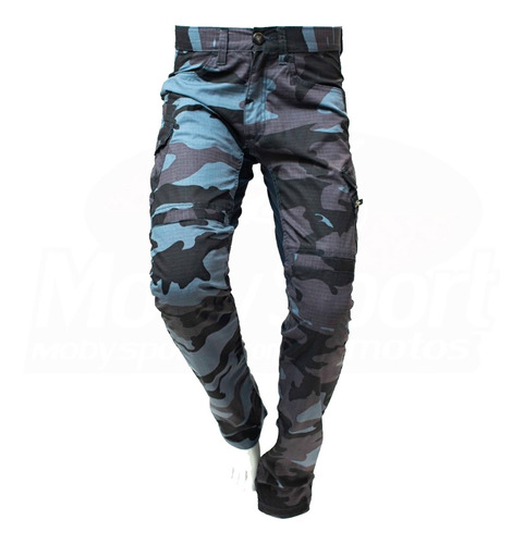 Calça Hlx Moto Proteção Camuflada Masculina Cinza Azul