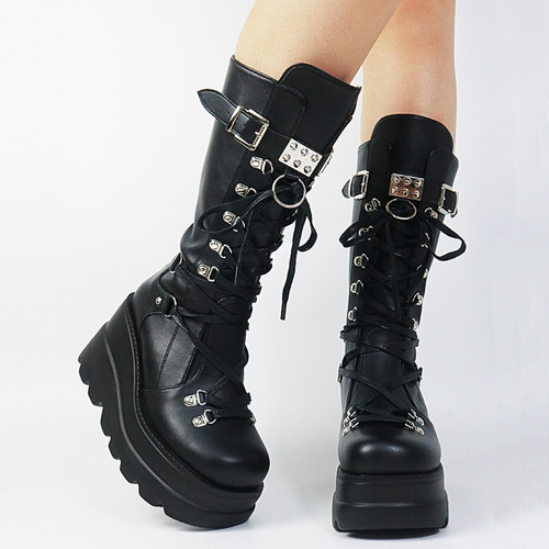 Botas De Tacón Alto H Para Mujer, Zapatos De Cosplay Con Cuñ