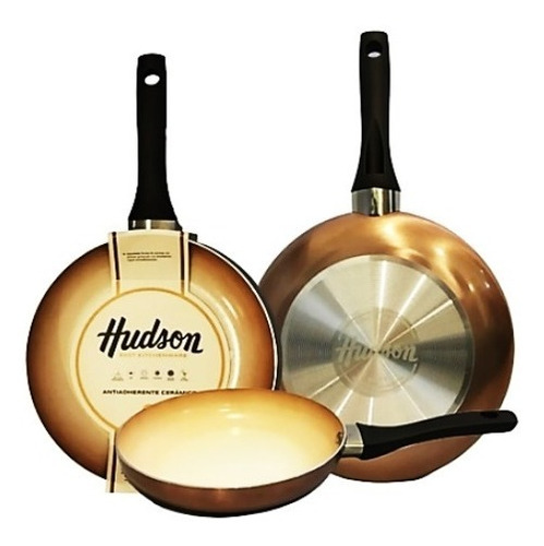 Imagen 2 de 7 de Set X3 Sarten Ceramica Antiadherente Hudson 20cm 24cm 28cm