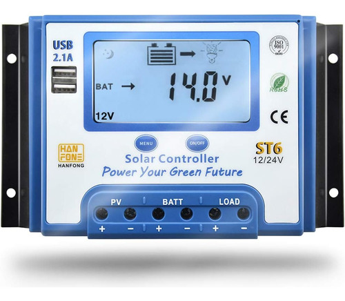 Controlador De Carga Solar 60a 12v/24v Reconocimiento Automá