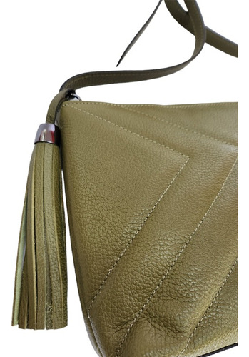 Bolsa Feminina Couro Legítimo Alça Transversal Moda Estilo Acambamento Dos Ferragens Onix Cor Verde-musgo Correia De Ombro Verde Desenho Do Tecido Liso