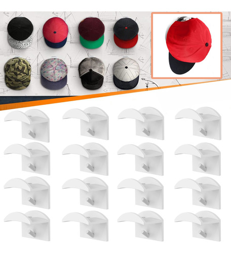 Gancho Organizador De Gorras Para Pared, 16 Uds.