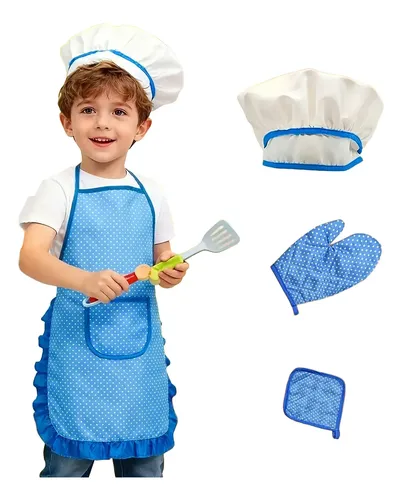 Set De Juego De Rol De Cocina Para Niños De 2 A 4 Años – Incluye Delantal, Gorro De Chef, Guantes Y Tapete, Tema Pastelería Rosa