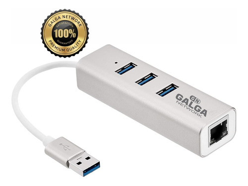Imagen 7 de 9 de Adaptador Hub Usb 3.0 A Rj45 Ethernet Red Lan + Usb 3.0 X 3