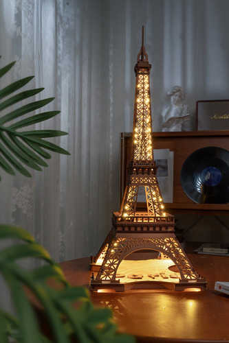 Puzle 3d De Madera Con 4 Luces, Modelo «noche De La Torre Ei