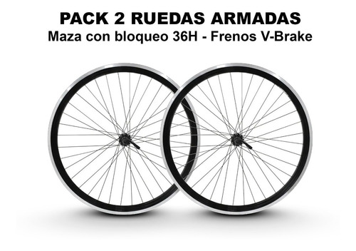 Pack 2 Ruedas 26 Doble Pared Alum. V-brake Maza Atornillada