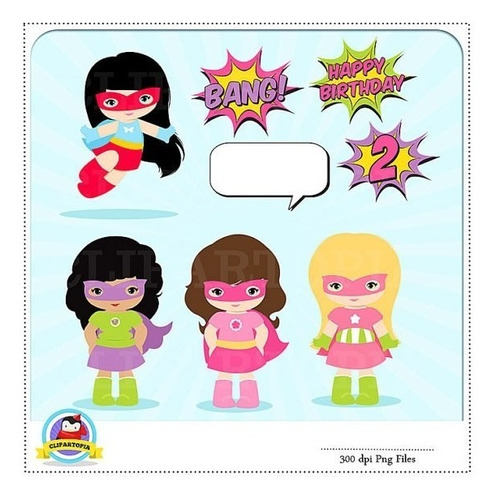 Kit Imprimible Chicas Superheroes Imagenes Clipart Cod780