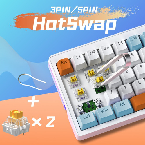 Teclado Mecánico Gasket Zifriend 60% Rgb 5-pin Hotswap Za63