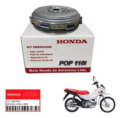 Kit Embreagem Original Honda Pop 110i 2016 A 2023 Hamp