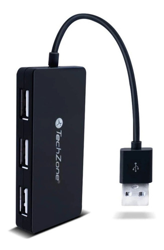 Hub Usb 2.0 Techzone 4 Puertos Negro Tz17hub02 Negro.