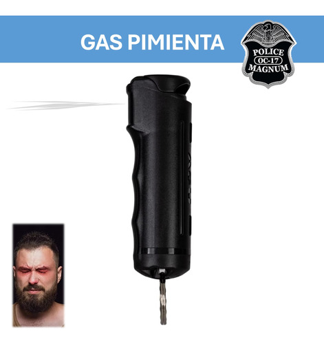 Gas Spray Pimienta Negro Llavero C/ Tapa Seguridad Defensa 
