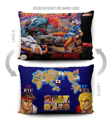 Imagen 5 de 5 de Funda De Almohada Street Fighter Ii 70x45cm Vudú Love
