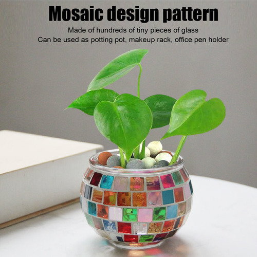 Candelabro De Vidrio En Mosaico, 2 Piezas, Velas De Té Román