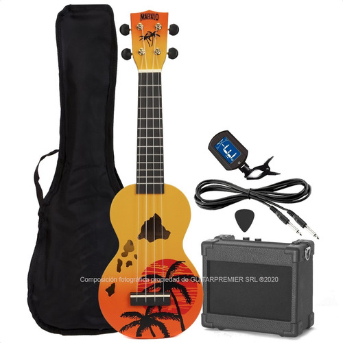 Imagen 1 de 10 de Combo Ukelele Electroacustico Diseño Mandala Dibujos Colores Bamboo Cuerdas Aquila Amplificador Funda Pua Afinador Cable