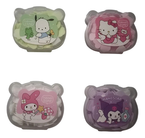 Láminas De Jabón Manos Portátil 4pz Kuromi Pochacco Kitty