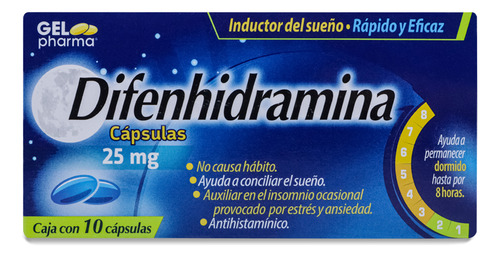 Difenhidramina, Caja Con 10 Capsulas, Gelpharma